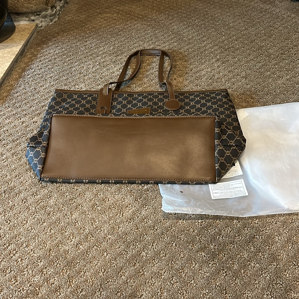 NWT Brown Tote Bag In Faux Leather - Picture 8 of 8